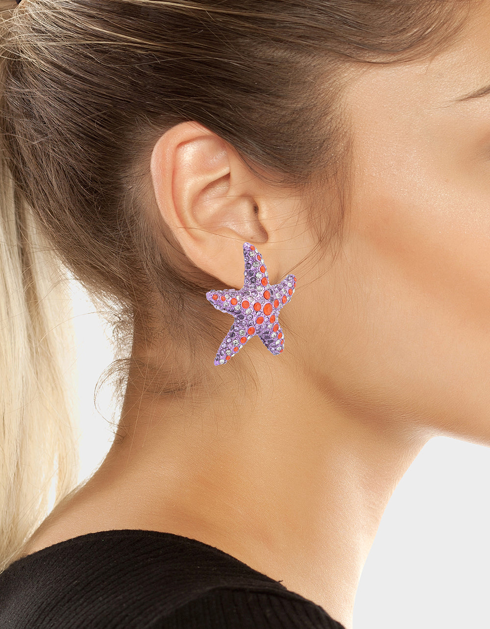 MERMAID JEWELS STARFISH STUDS PURPLE - Image 3