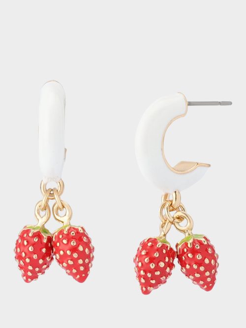 BETSEYS BACKYARD STRAWBERY HUGGIE EARRINGS RED