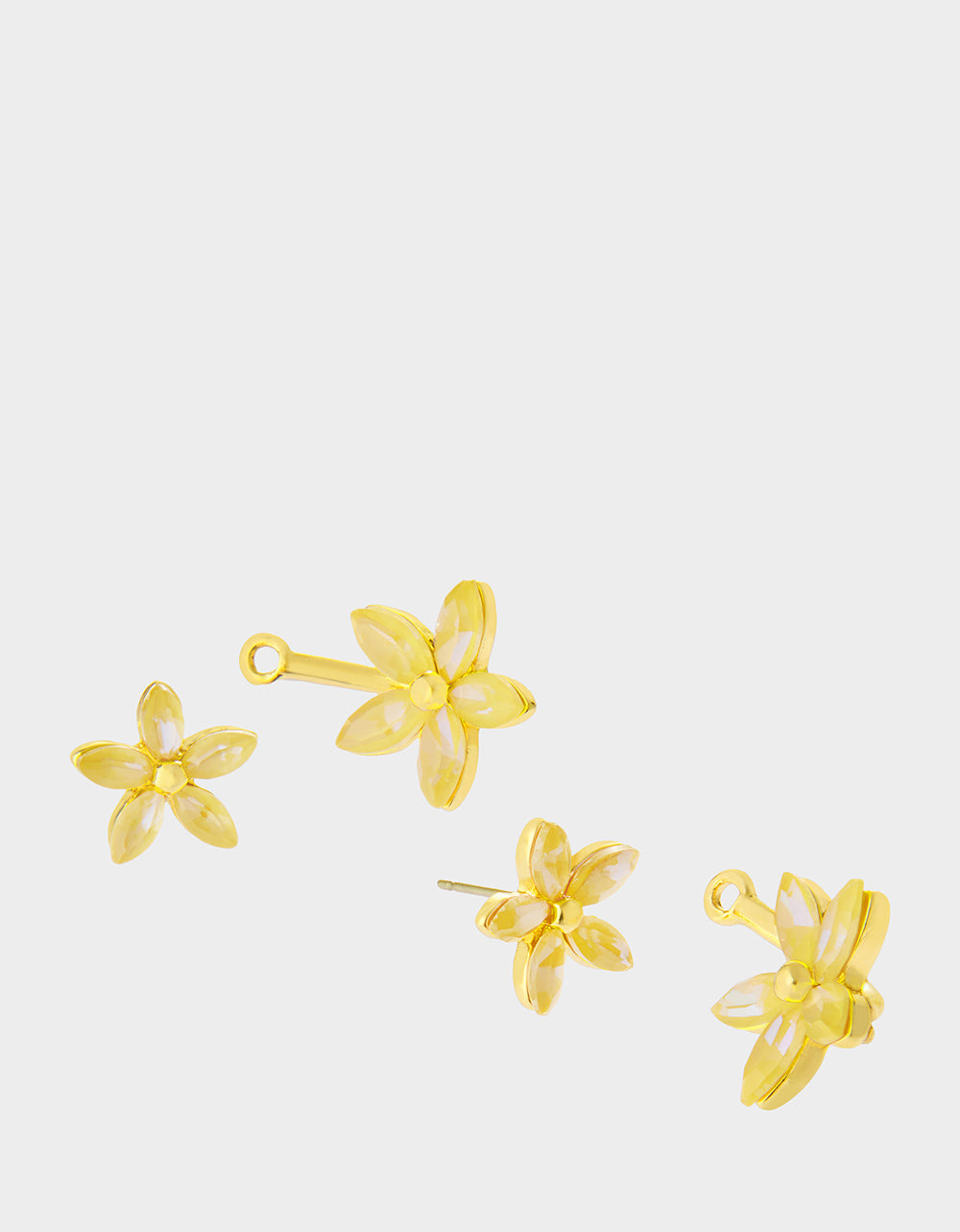 GARDEN GLAM DOUBLE FLOWER BARBELL EARRINGS YELLOW - Image 3