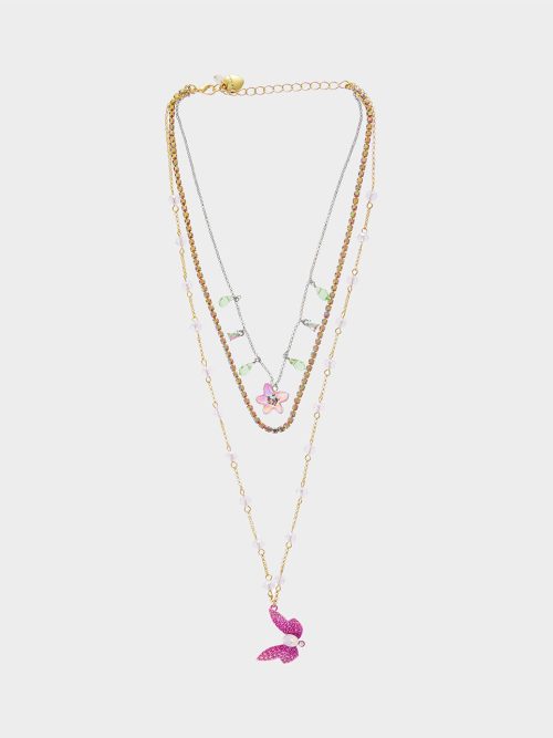 GARDEN GLAM DRAGONFLY ILLUSION NECKLACE PINK