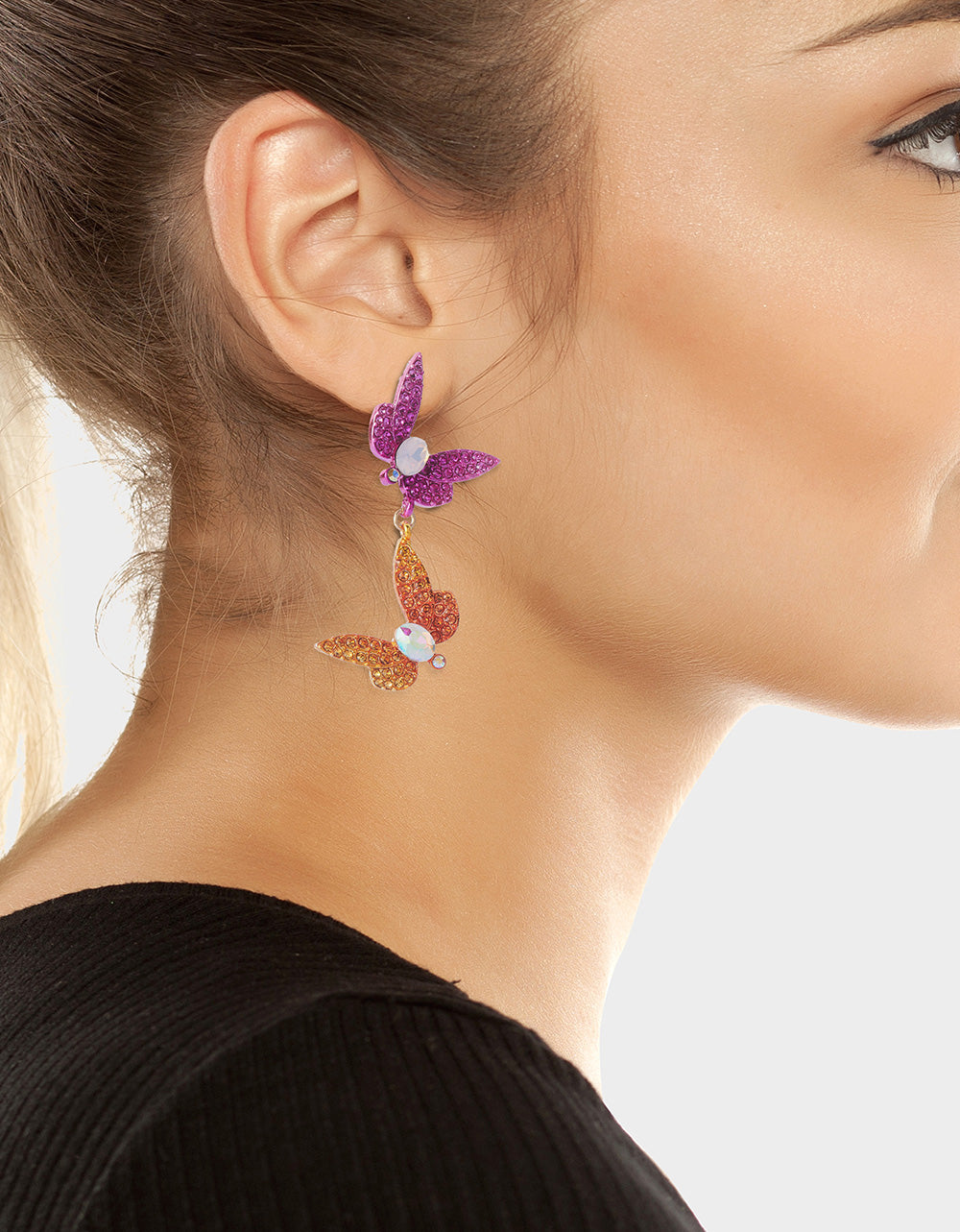 GARDEN GLAM DRAGONFLY DOUBLE DROP EARRINGS MULTI - Image 3