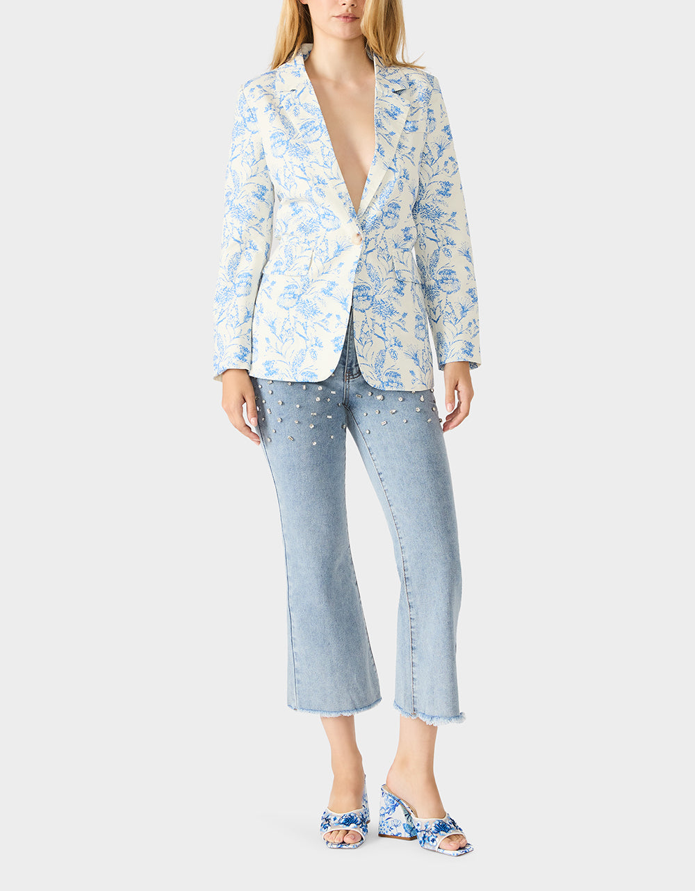 BOYFRIEND BLUE FLORAL BLAZER BLUE