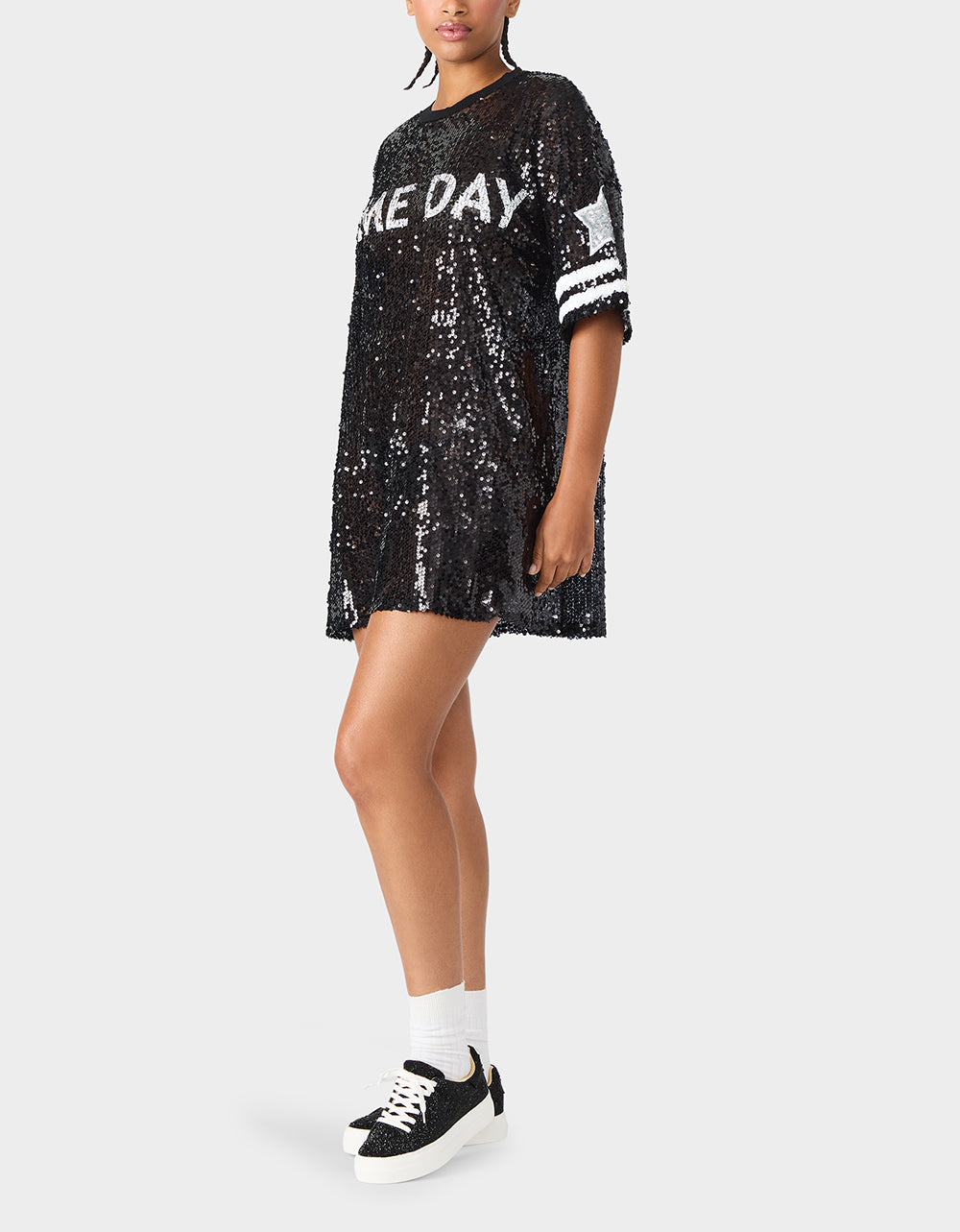 GAME DAY JERSEY SEQUIN DRESS BLACK - Image 3