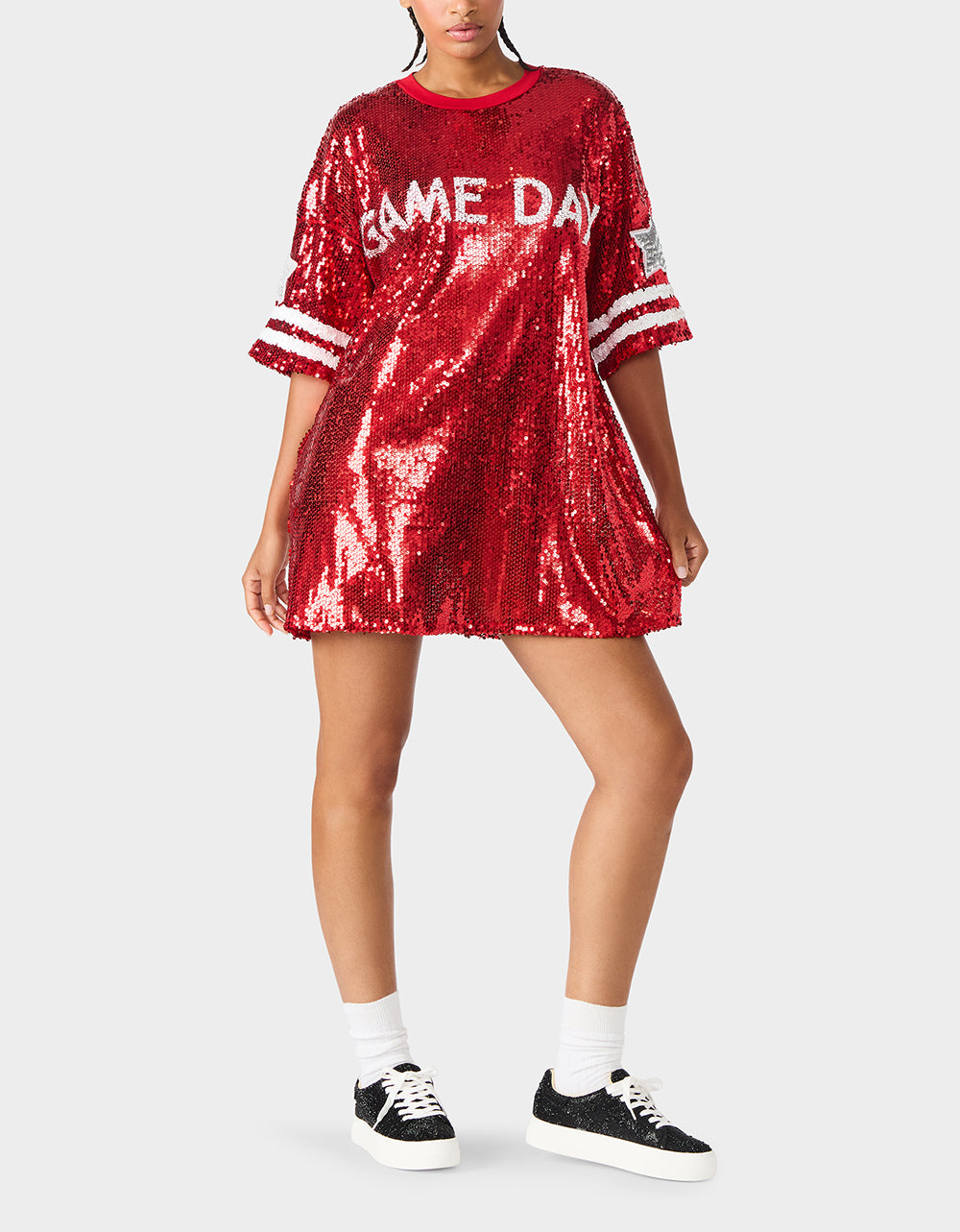 GAME DAY JERSEY SEQUIN DRESS RED - Image 3