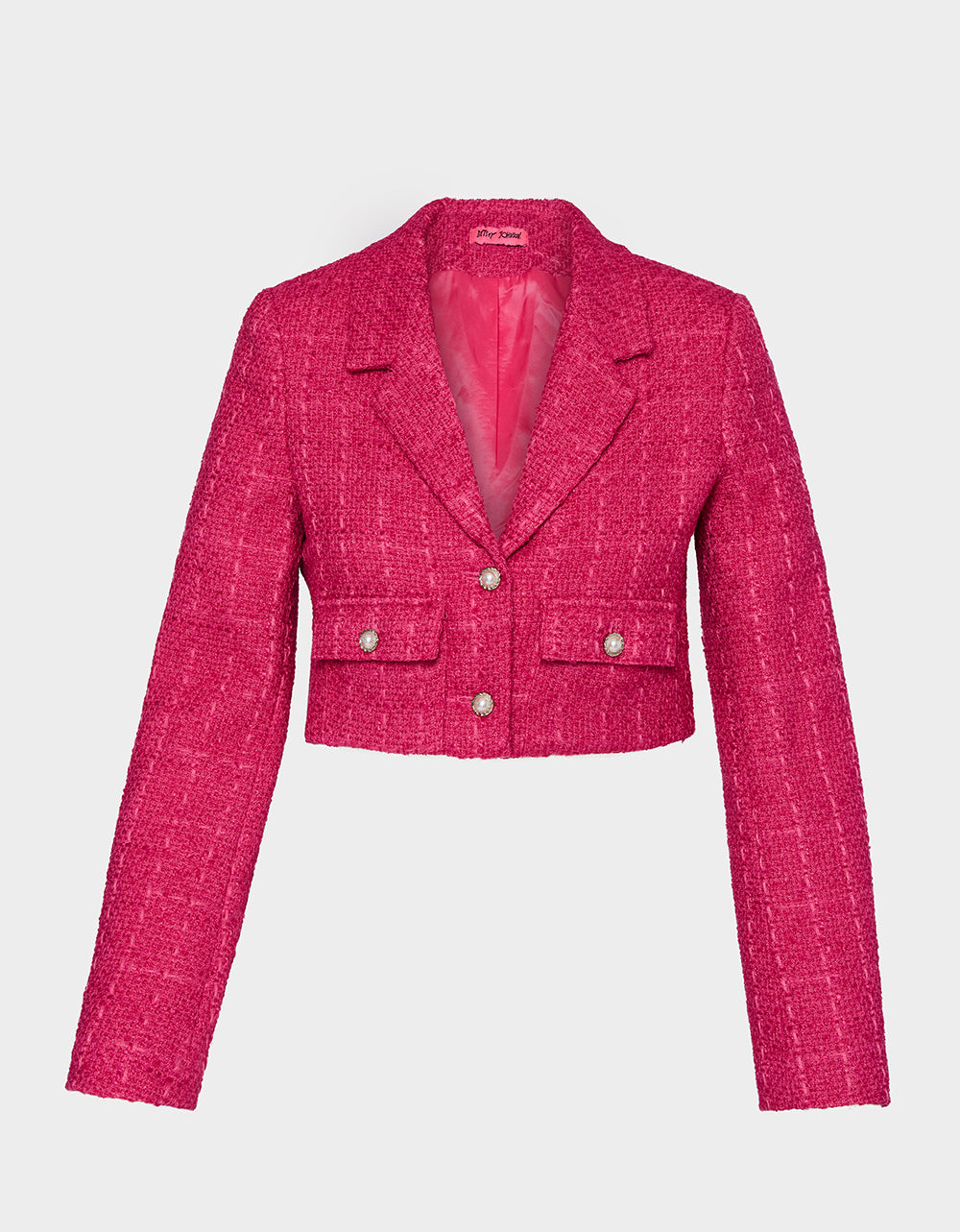 TWEED CROPPED BLAZER HOT PINK - Image 10