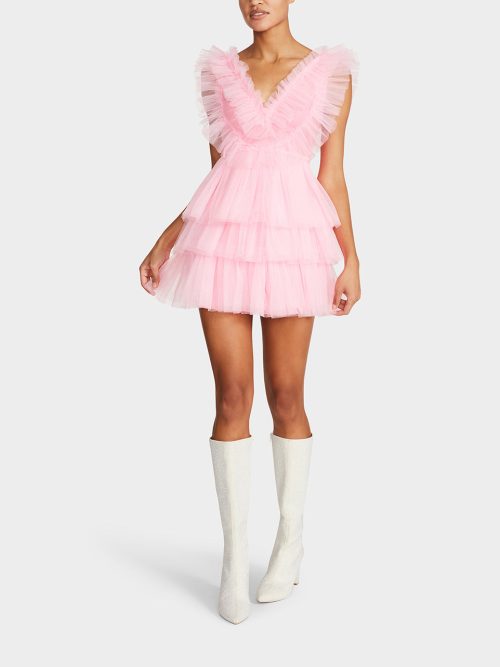 SHOW OFF TIERED TULLE DRESS PINK